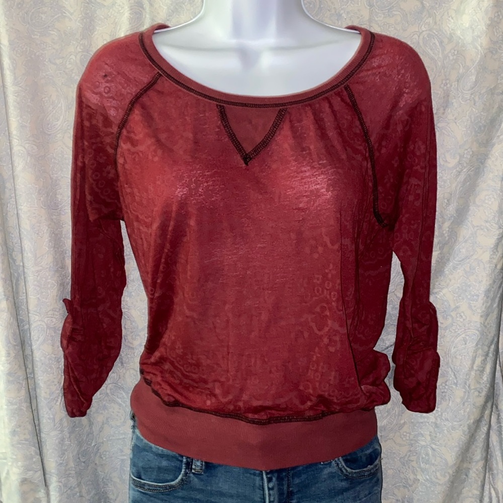 3/$20 FULL TILT Womens Top T-Shirt Small 3/4 Sleeve sheer design